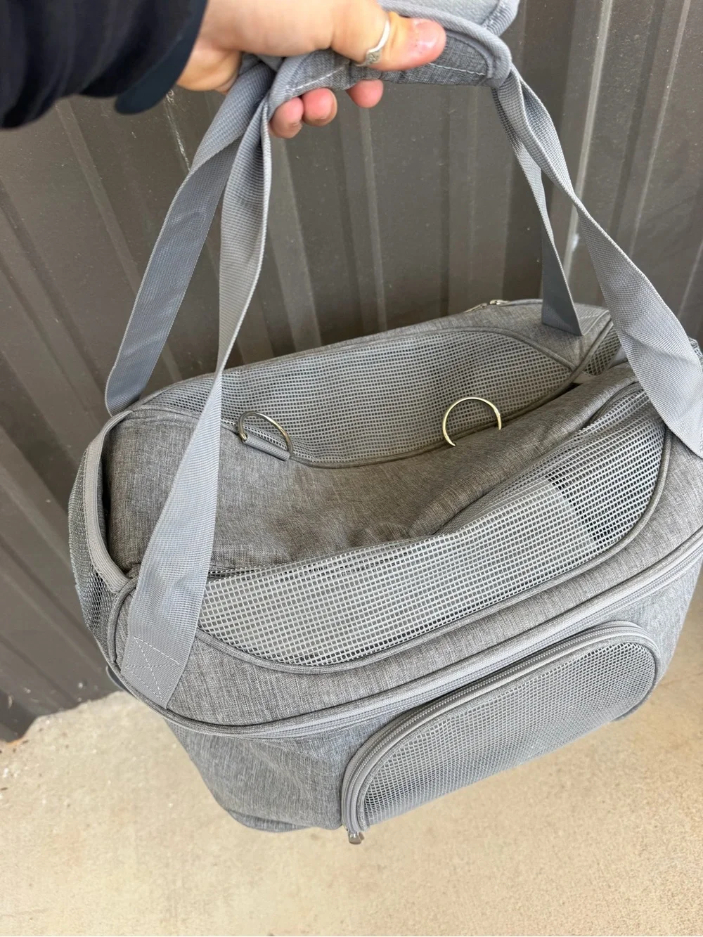 Gray pet carrier